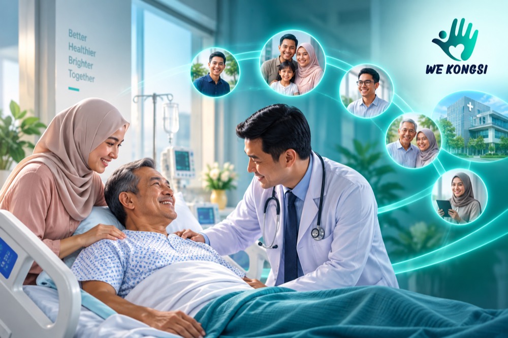 Sebuah keluarga Malaysia menemani saudara yang menerima rawatan di hospital.